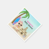 ガールビーチベビーサンドキャッスルサーフボードベビーシャワー スタンダードカクテルナプキン (角)