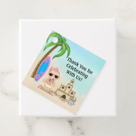 ガールビーチベビーサンドキャッスルサーフボードベビーシャワー フェイバータグ (インサイチュ)