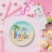 ガールビーチベビーサンドキャッスルサーフボード1st誕生日 ペーパープレート (パーティー)