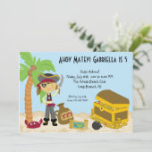 ガールピレートオンアンアイランド誕生日招待状 招待状 (スタンド正面)