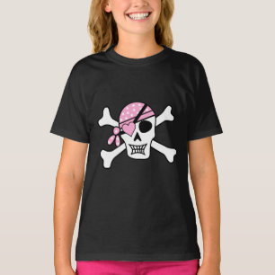 ガールピレートスカルアンドボーンズブラック Tシャツ