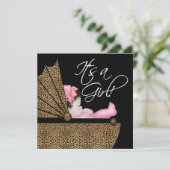 ガールピンキヒョウ赤ちゃんシャワー 招待状 (スタンド正面)