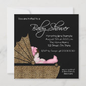ガールピンキヒョウ赤ちゃんシャワー 招待状 (裏面)