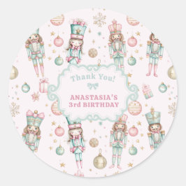 ガールピンクくるみ割り誕生日ありがとう ラウンドシール