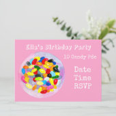ガールピンクのお菓子の誕生日パーティーの招待状 招待状 (スタンド正面)