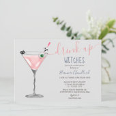 ガールピンクのカクテルウィッチハロウィーンブライダルシャワー 招待状 (スタンド正面)