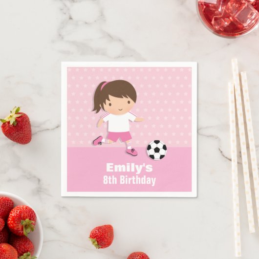 ガールピンクのサッカー誕生日パーティーがナプキンを供給 スタンダードカクテルナプキン (インサイチュ)