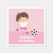 ガールピンクのサッカー誕生日パーティーがナプキンを供給 スタンダードカクテルナプキン (正面)