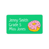 ガールピンクのドーナツ名スクールブックラベル ラベル (正面)