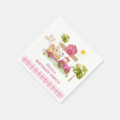 ガールピンクの納屋周囲の庭おもしろいファーム動物の誕生日 スタンダードカクテルナプキン (角)