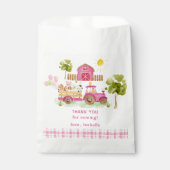 ガールピンクの納屋周囲の庭おもしろいファーム動物の誕生日 フェイバーバッグ (正面)