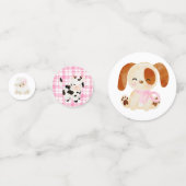 ガールピンクの納屋周囲の庭農業動物の誕生日 コンフェッティ (裏面)