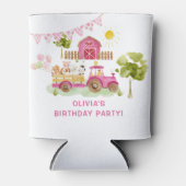ガールピンクの農園動物の誕生日 缶クーラー (正面)