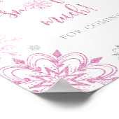 ガールピンクの銀雪の結晶ありがとう雪 ポスター (角)