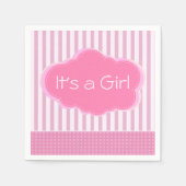 ガールピンクの雲とストライプのベイビーシャワー スタンダードカクテルナプキン (正面)