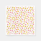 ガールピンクイエロー水玉模様紙ナプキン スタンダードカクテルナプキン (正面)