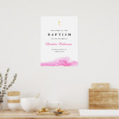 ガールピンクインク《キリスト教》洗礼式や命名式バプテスムウェルカム ポスター (キッチン)