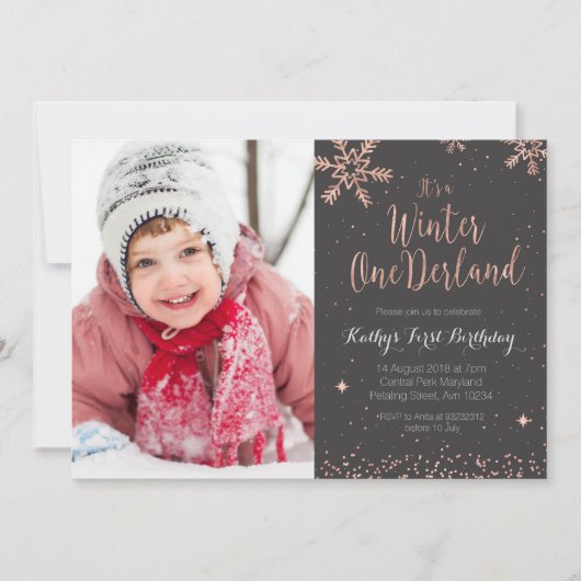 ガールピンクウィンターオネダーランド招待状 招待状 (正面)