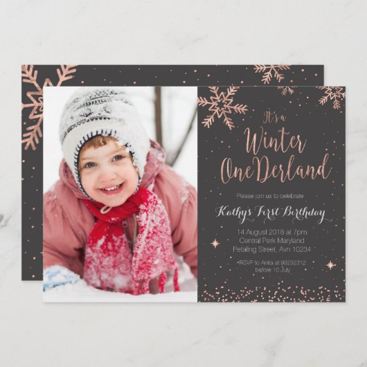 ガールピンクウィンターオネダーランド招待状 招待状 (正面/裏面)