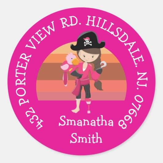 ガールピンクオウム海賊パーティーアドレスクラシックRo ラウンドシール (正面)