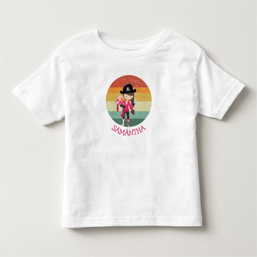 ガールピンクオウム海賊パーティー トドラーTシャツ (正面)