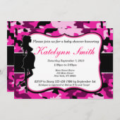 ガールピンクカモフラージュベビーシャワー招待状 招待状 (正面/裏面)