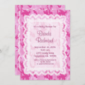 ガールピンクカモフラージュレースベビーシャワーV10 招待状 (正面/裏面)