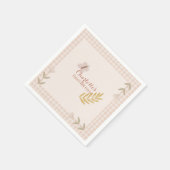 ガールピンクギンガムワイルドフラワーバタフライ スタンダードカクテルナプキン (角)