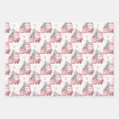 ガールピンククリスマスサンタプレゼント ラッピングペーパーシート (正面)