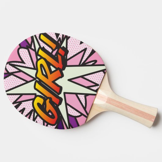 ガールピンククールモダン漫画本 卓球ラケット (横)