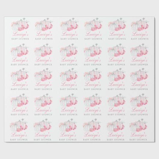 ガールピンクグリッターカボチャパーソナライズされたベビーシャワー ラッピングペーパー (フラット)