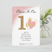 ガールピンクグリッタープリンセスバースデー 招待状 (スタンド正面)