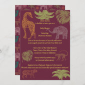 ガールピンクサファリベビーシャワー招待状 招待状 (正面/裏面)