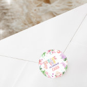 ガールピンクサファリ恐竜の誕生日パーティー ラウンドシール