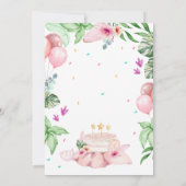 ガールピンクサファリ恐竜の誕生日パーティー 招待状 (裏面)