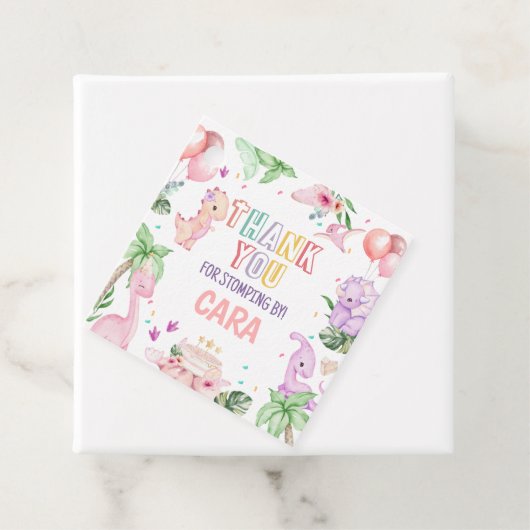 ガールピンクサファリ恐竜バースデーパーティースクエア フェイバータグ (インサイチュ)