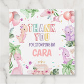 ガールピンクサファリ恐竜バースデーパーティースクエア フェイバータグ (正面)