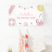 ガールピンクサマープールパーティー誕生日バナー 横断幕 (インサイチュ)