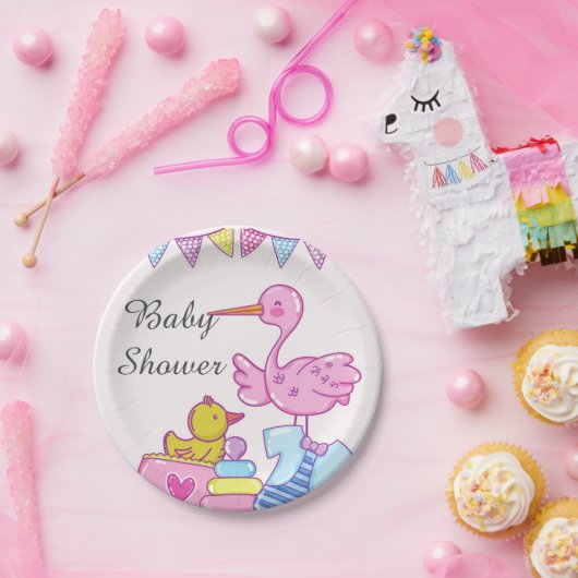 ガールピンクストークベビーシャワー紙プレート ペーパープレート (パーティー)