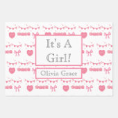 ガールピンクハートベビー名3 ラッピングペーパーシート (正面2)