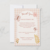 ガールピンクパステルワイルドフラワーズ&バタフライ サンキューカード (正面)