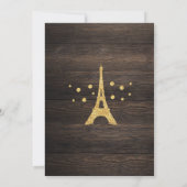 ガールピンクパリ金ゴールドベビーシャワーウッド招待状 招待状 (裏面)