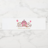 ガールピンクファームベビーシャワーウォーターボトル ペットボトルラベル (シングルラベル)