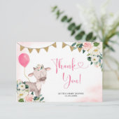 ガールピンクファームベビーシャワーサンキューカード サンキューカード (スタンド正面)