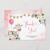 ガールピンクファームベビーシャワーサンキューカード サンキューカード (正面/裏面)