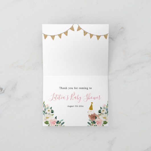 ガールピンクファームベビーシャワーサンキューカード サンキューカード (内部)