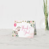 ガールピンクファームベビーシャワーサンキューカード サンキューカード (正面)