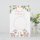 ガールピンクファームベビーシャワーベビー顔カード (スタンド正面)