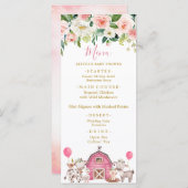 ガールピンクファームベビーシャワーメニュー メニュー (正面/裏面)