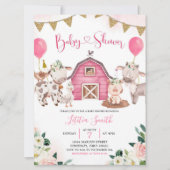 ガールピンクファームベビーシャワー招待状 招待状 (正面)